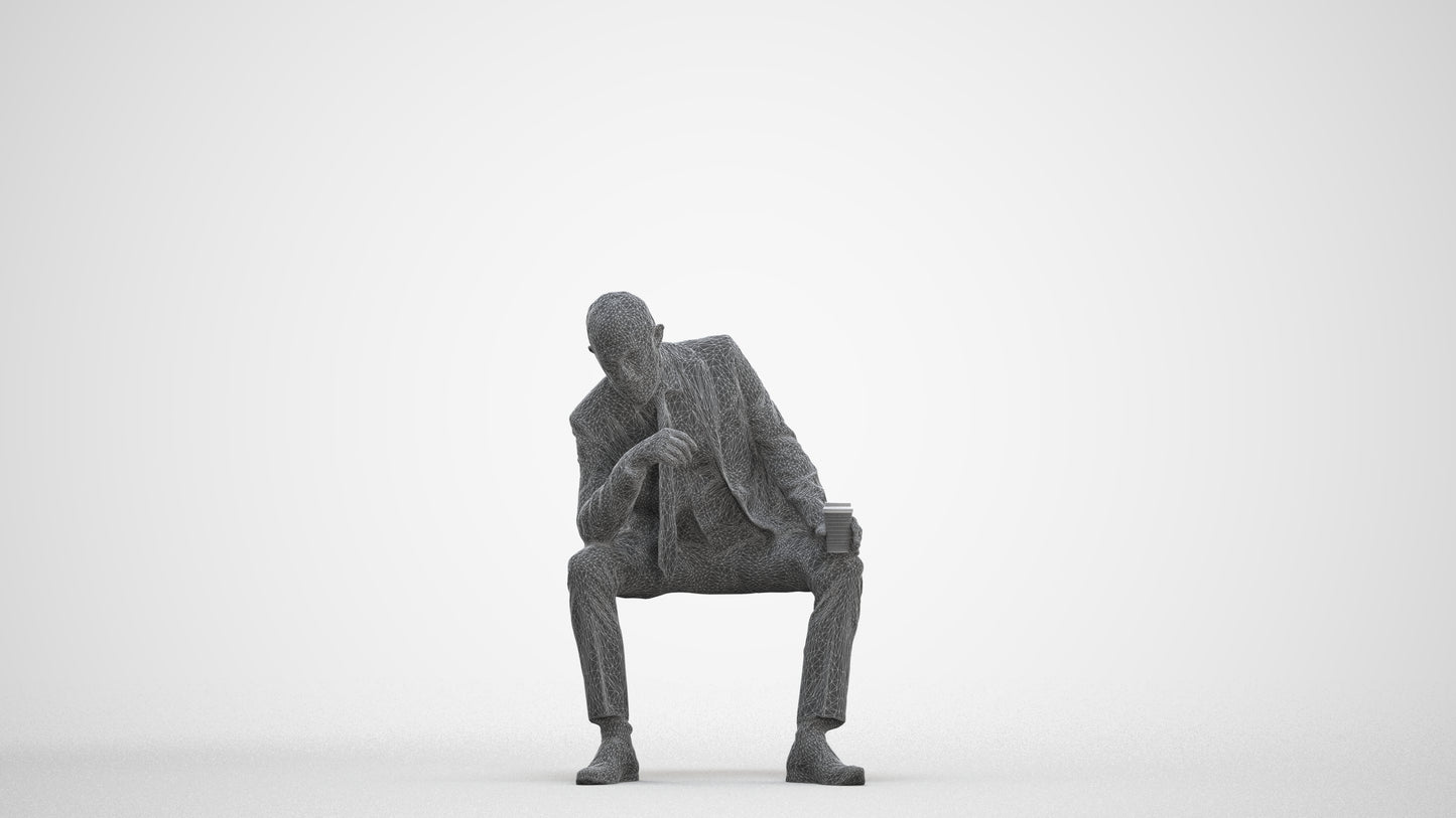 photogrammetry 3D senior man business, realistic human model archviz FBX, three-quarter front view render