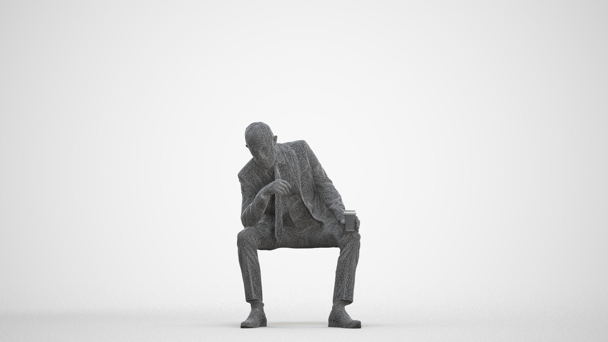 photogrammetry 3D senior man business, realistic human model archviz FBX, three-quarter front view render
