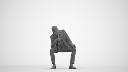 photogrammetry 3D senior man business, realistic human model archviz FBX, three-quarter front view render