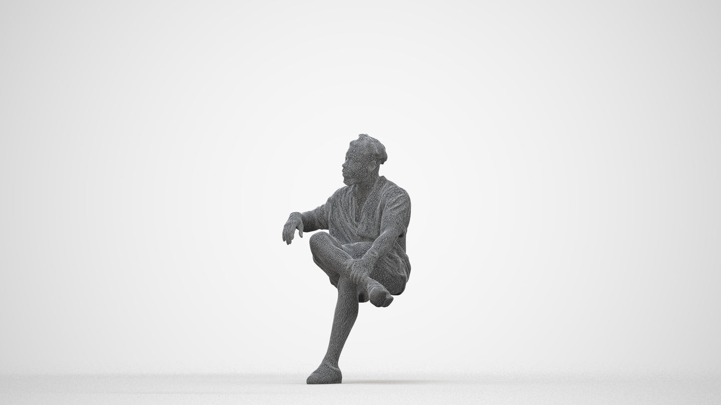 realistic 3D human man casual sitting, archviz people FBX OBJ for Blender, wireframe back view