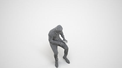 3D scanned man business, photorealistic archviz people for Enscape and SketchUp, wireframe three-quarter view