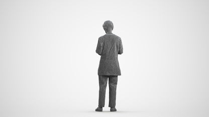 3D people model senior woman medical, scanned human for 3ds Max rendering, wireframe front view