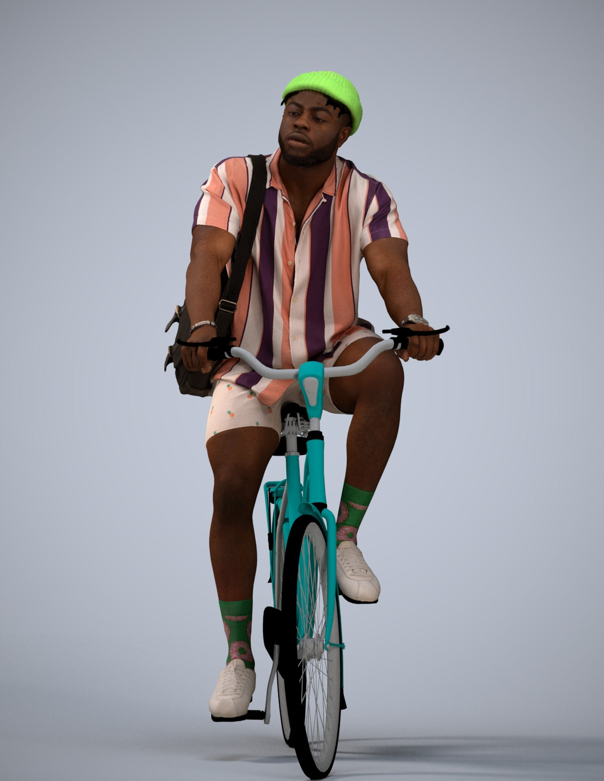 realistic 3D human man casual cycling, archviz people FBX OBJ for Blender