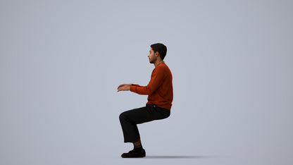 realistic 3D people man casual sitting, render-ready for V-Ray and Corona, FBX OBJ, three-quarter view render