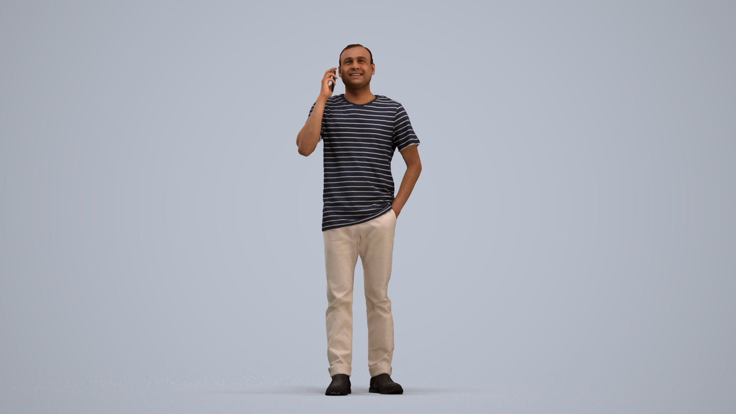photogrammetry 3D man casual standing, realistic human model archviz FBX, standing pose render