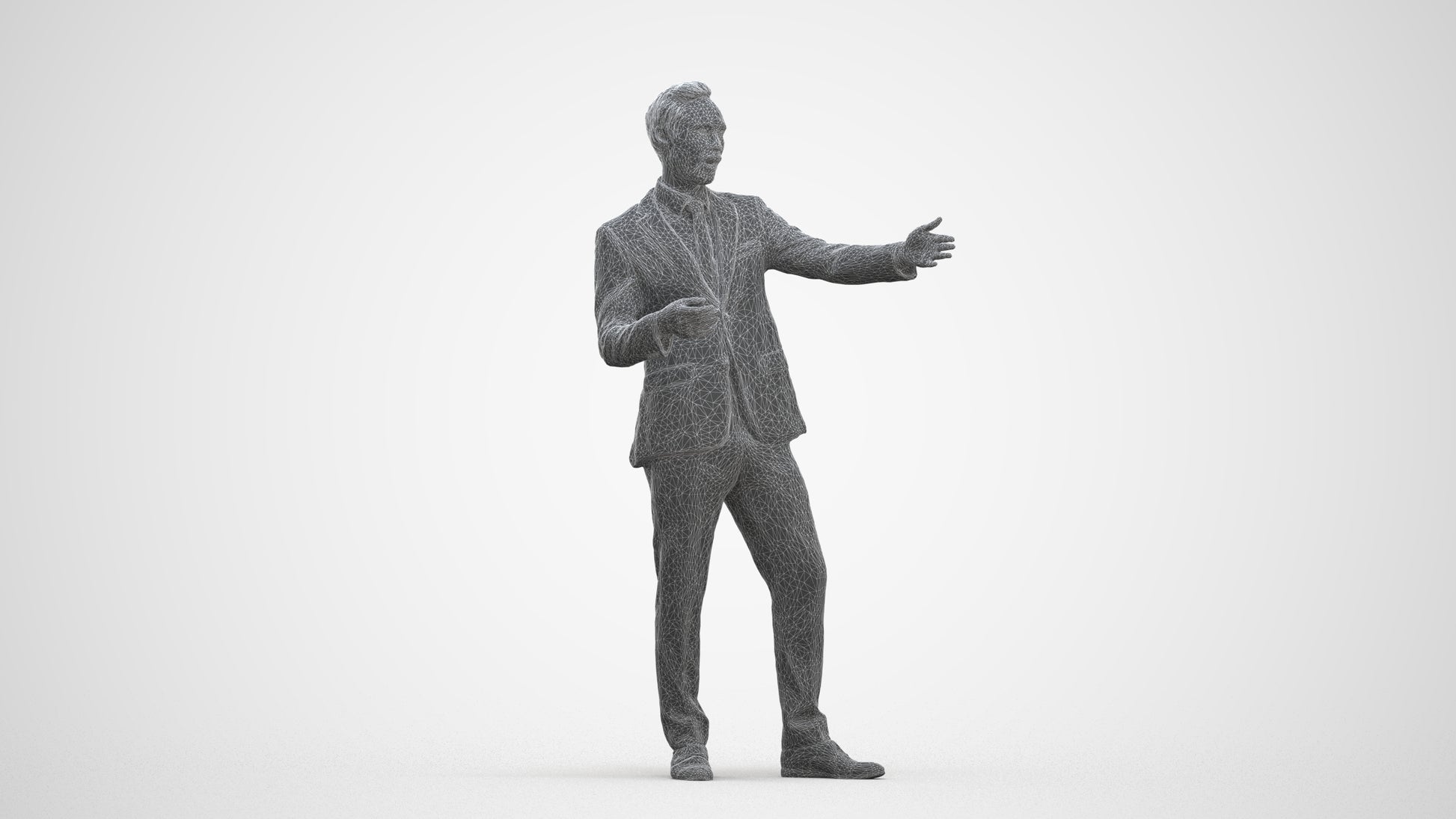 realistic 3D human man business shopping, archviz people FBX OBJ for Blender, three-quarter front view render