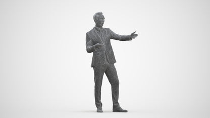 realistic 3D human man business shopping, archviz people FBX OBJ for Blender, three-quarter front view render