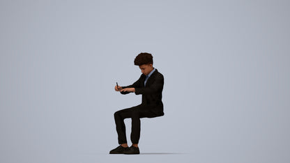 3D human model boy kids, photogrammetry scanned person for archviz, top-down view render