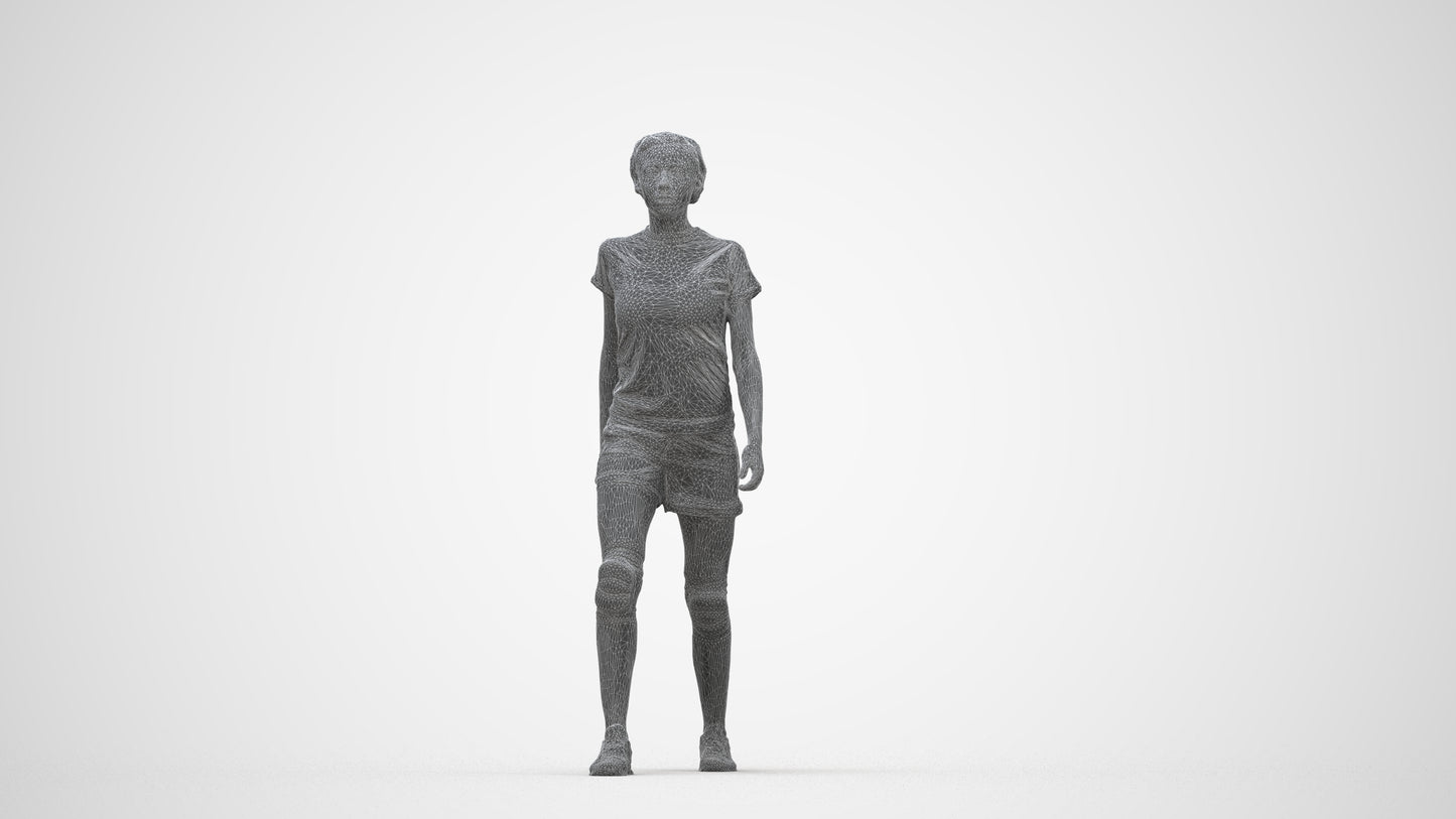 photogrammetry 3D woman sport, realistic human model archviz FBX, wireframe back view