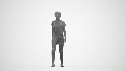photogrammetry 3D woman sport, realistic human model archviz FBX, wireframe back view