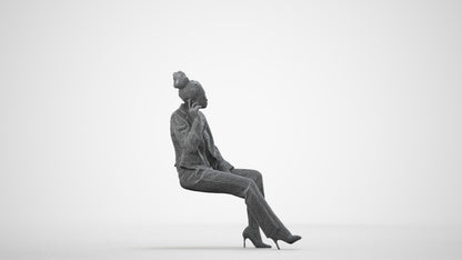 realistic 3D people woman business, render-ready for V-Ray and Corona, FBX OBJ, wireframe side view