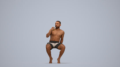 realistic 3D people man pool, render-ready for V-Ray and Corona, FBX OBJ, top-down view render