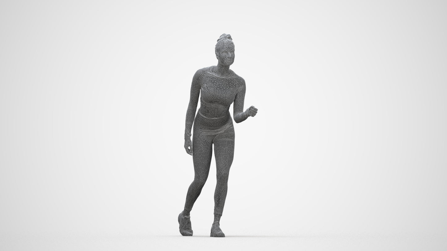 realistic 3D people woman sport, render-ready for V-Ray and Corona, FBX OBJ, wireframe back view