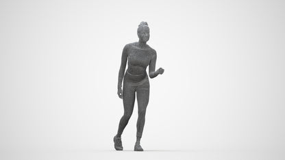 realistic 3D people woman sport, render-ready for V-Ray and Corona, FBX OBJ, wireframe back view
