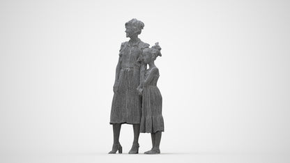3D people model girl casual kids, scanned human for 3ds Max rendering, wireframe back view
