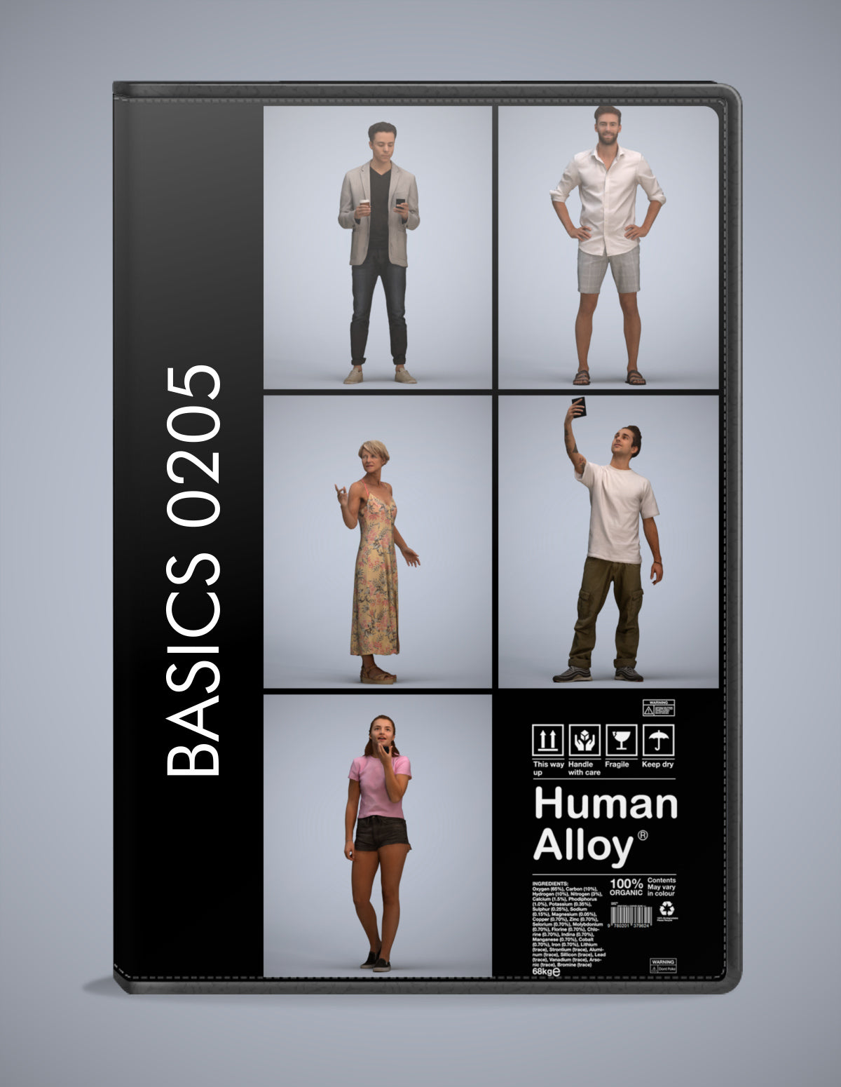 3D people models standing bundle, 5 scanned humans for 3ds Max rendering