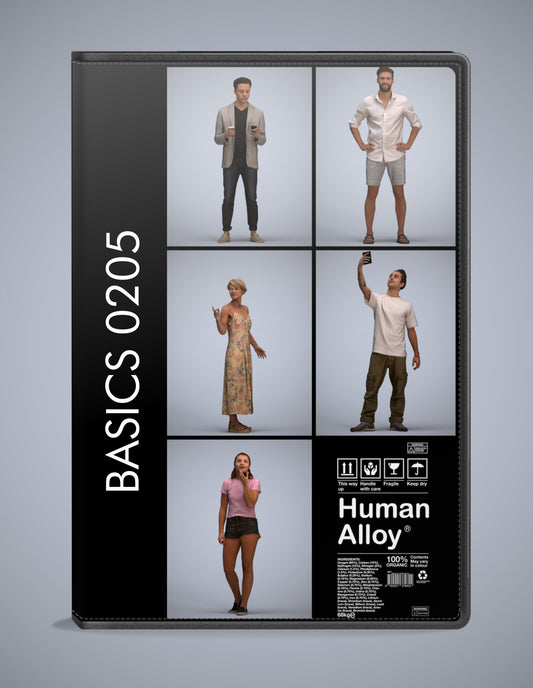 3D people models standing bundle, 5 scanned humans for 3ds Max rendering