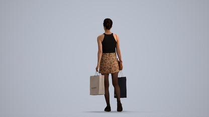 3D people model woman casual shopping, scanned human for 3ds Max rendering, front view render