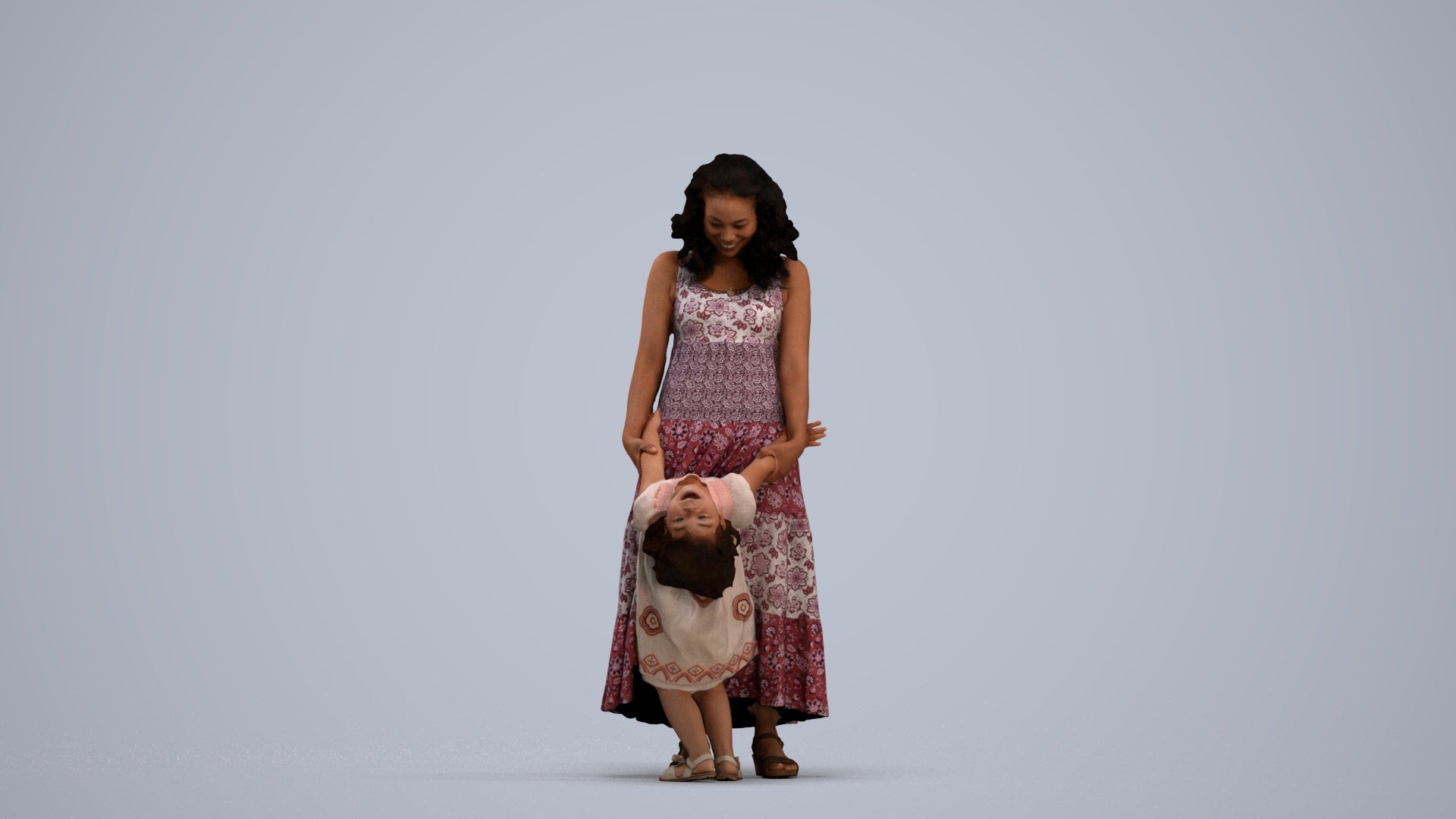 3D human model girl casual kids, photogrammetry scanned person for archviz, standing pose render
