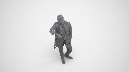realistic 3D woman casual standing, scanned archviz people for Blender and 3ds Max, wireframe three-quarter view