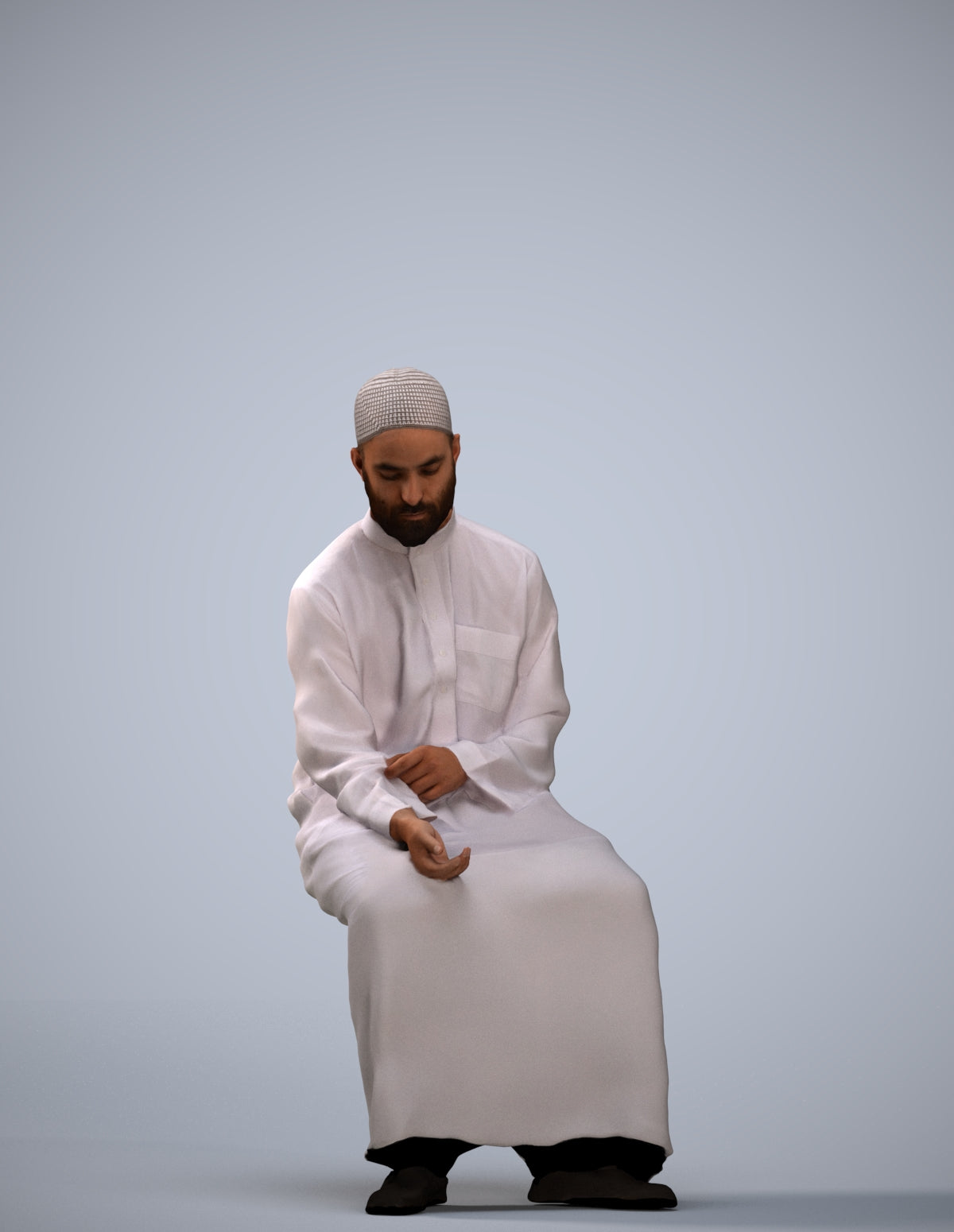 3D people model man sitting, scanned human for 3ds Max rendering