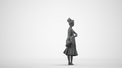 scanned 3D girl casual kids, photogrammetry people for Enscape and V-Ray, wireframe side view