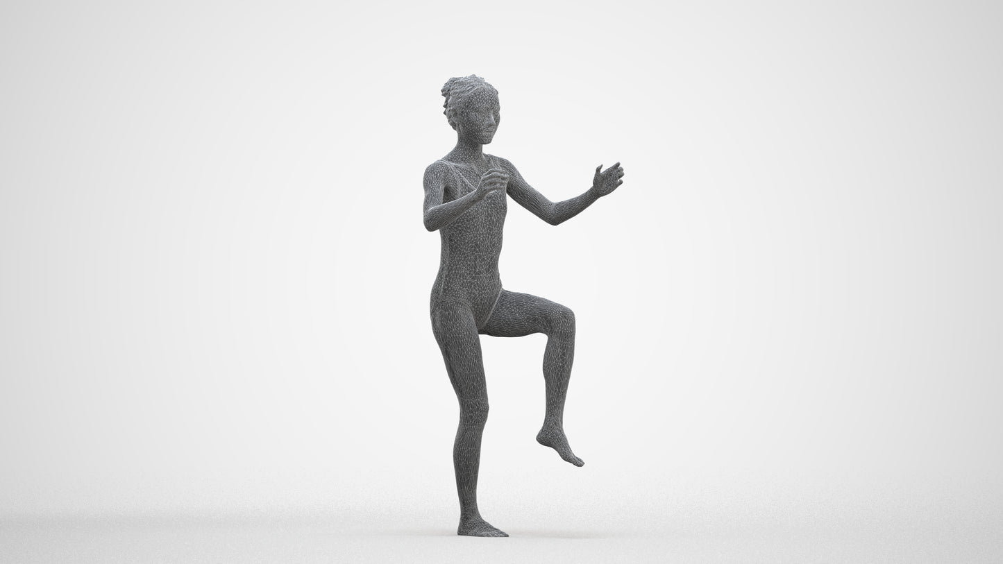 photogrammetry 3D woman pool, realistic human model archviz FBX, three-quarter front view render