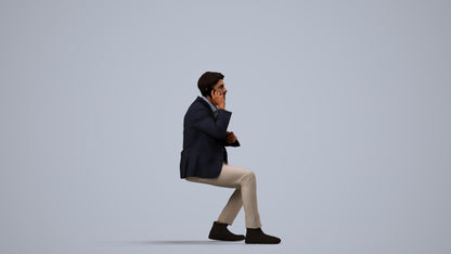 realistic 3D human man business, archviz people FBX OBJ for Blender, side view render