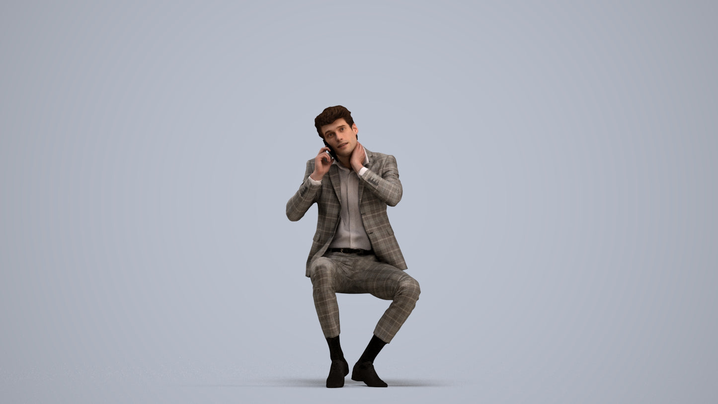 realistic 3D human man business, archviz people FBX OBJ for Blender, standing pose render