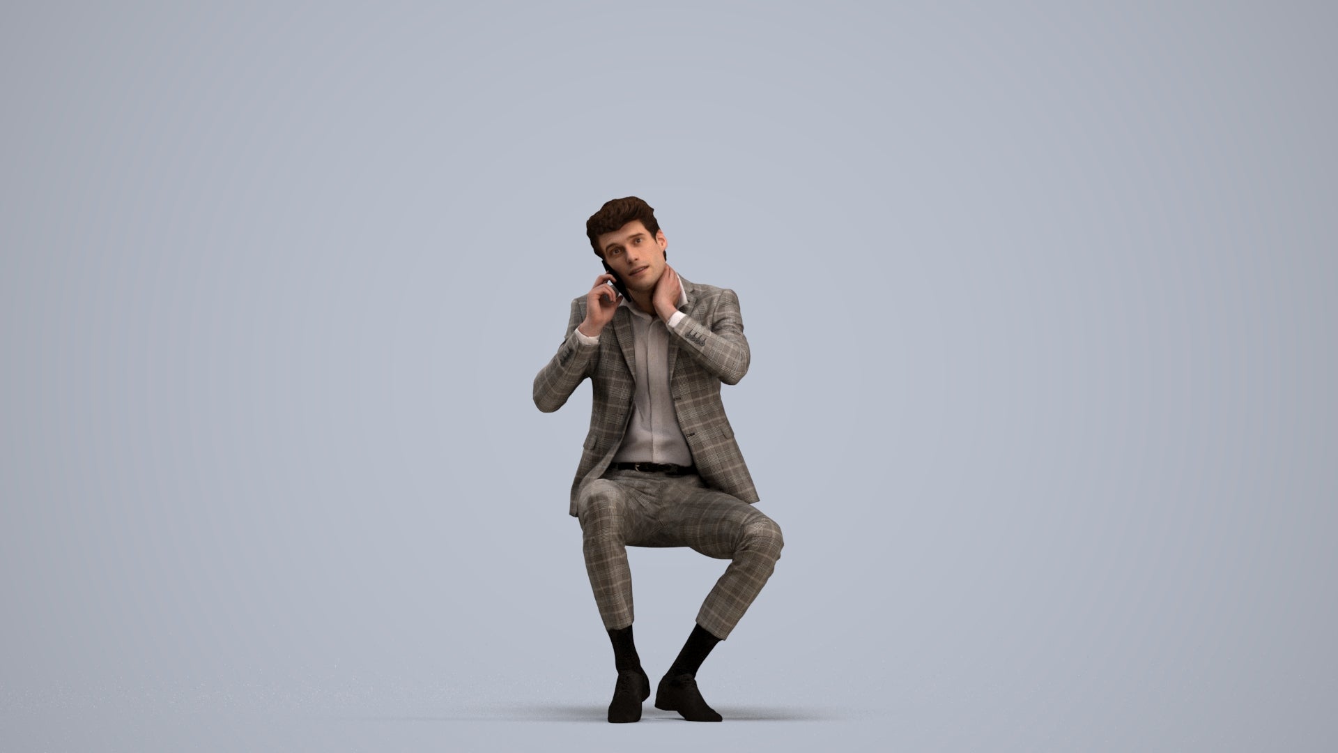 realistic 3D human man business, archviz people FBX OBJ for Blender, standing pose render