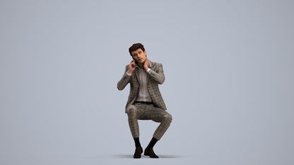 realistic 3D human man business, archviz people FBX OBJ for Blender, standing pose render