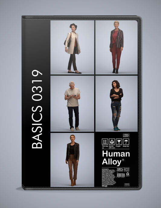 photogrammetry 3D people walking collection, 5 realistic human models archviz FBX