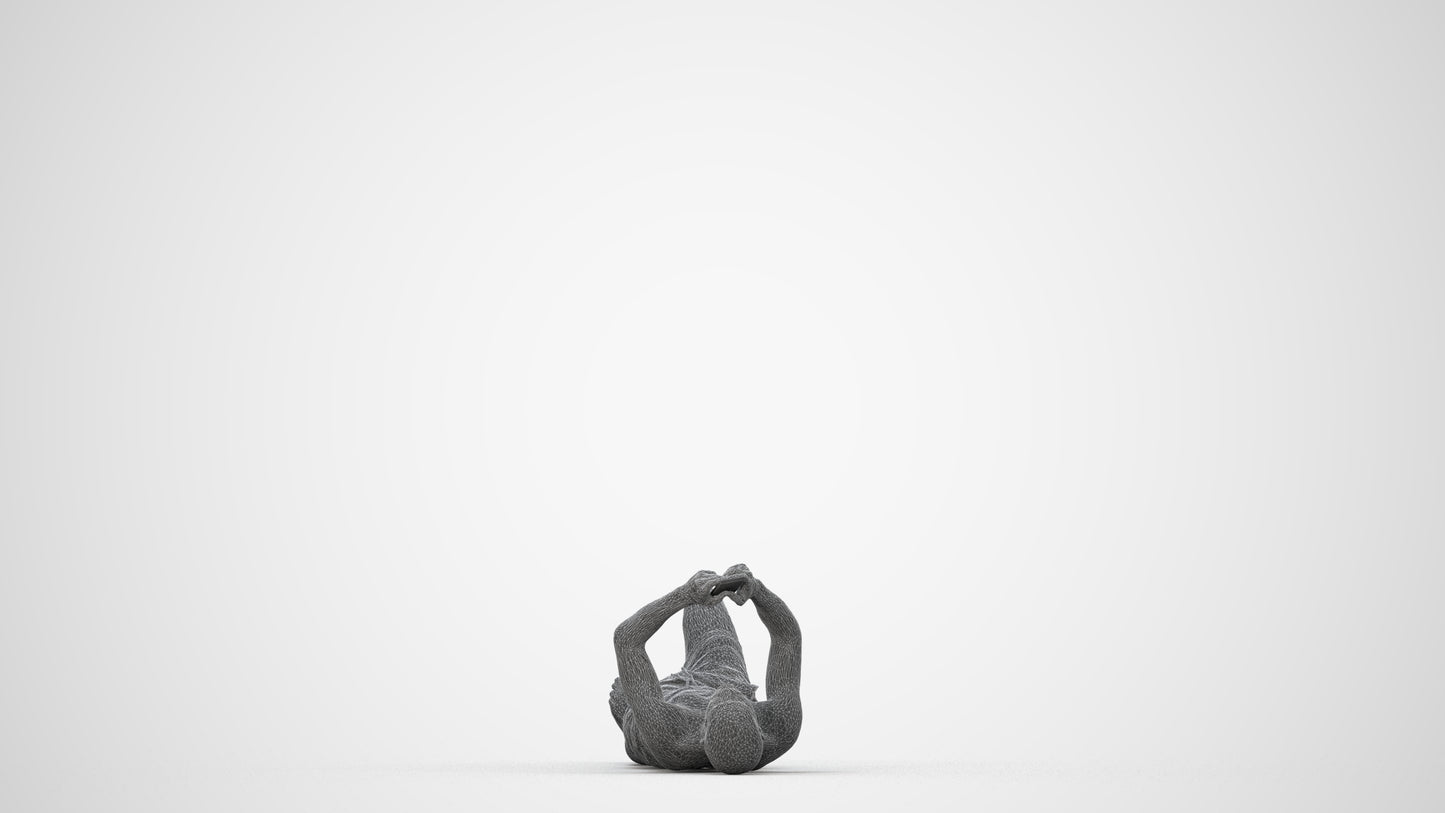 scanned 3D man pool, photogrammetry people for Enscape and V-Ray, wireframe back view