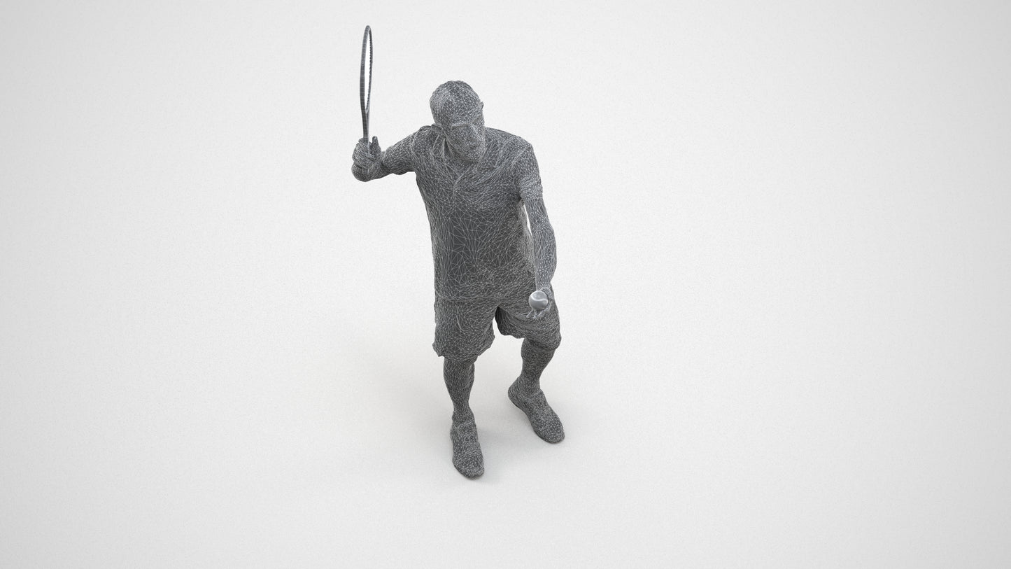 3D scanned man sport, photorealistic archviz people for Enscape and SketchUp, wireframe three-quarter view