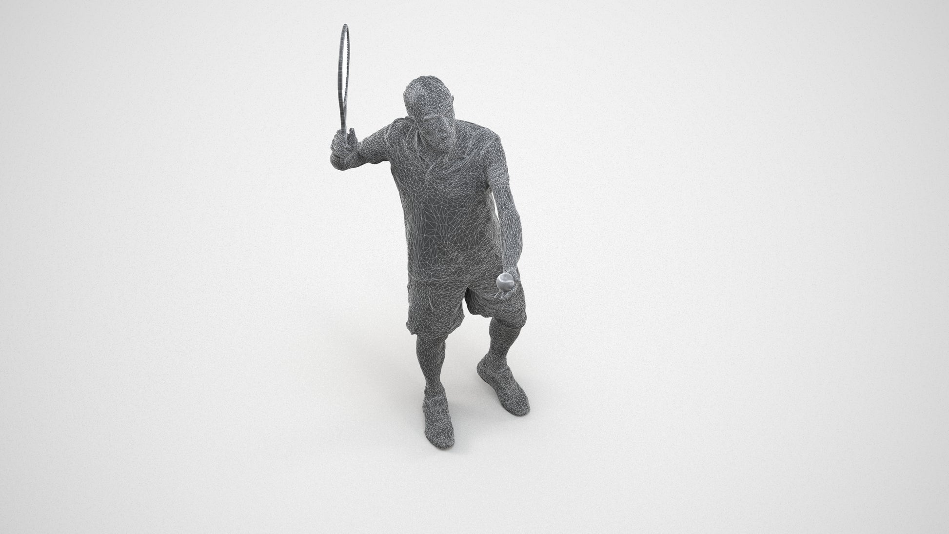 3D scanned man sport, photorealistic archviz people for Enscape and SketchUp, wireframe three-quarter view