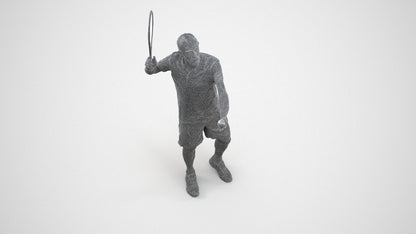 3D scanned man sport, photorealistic archviz people for Enscape and SketchUp, wireframe three-quarter view