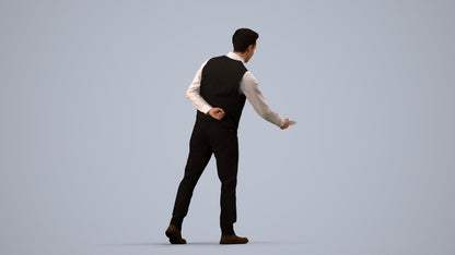 3D scanned man hospitality, photorealistic archviz people for Enscape and SketchUp, side view render