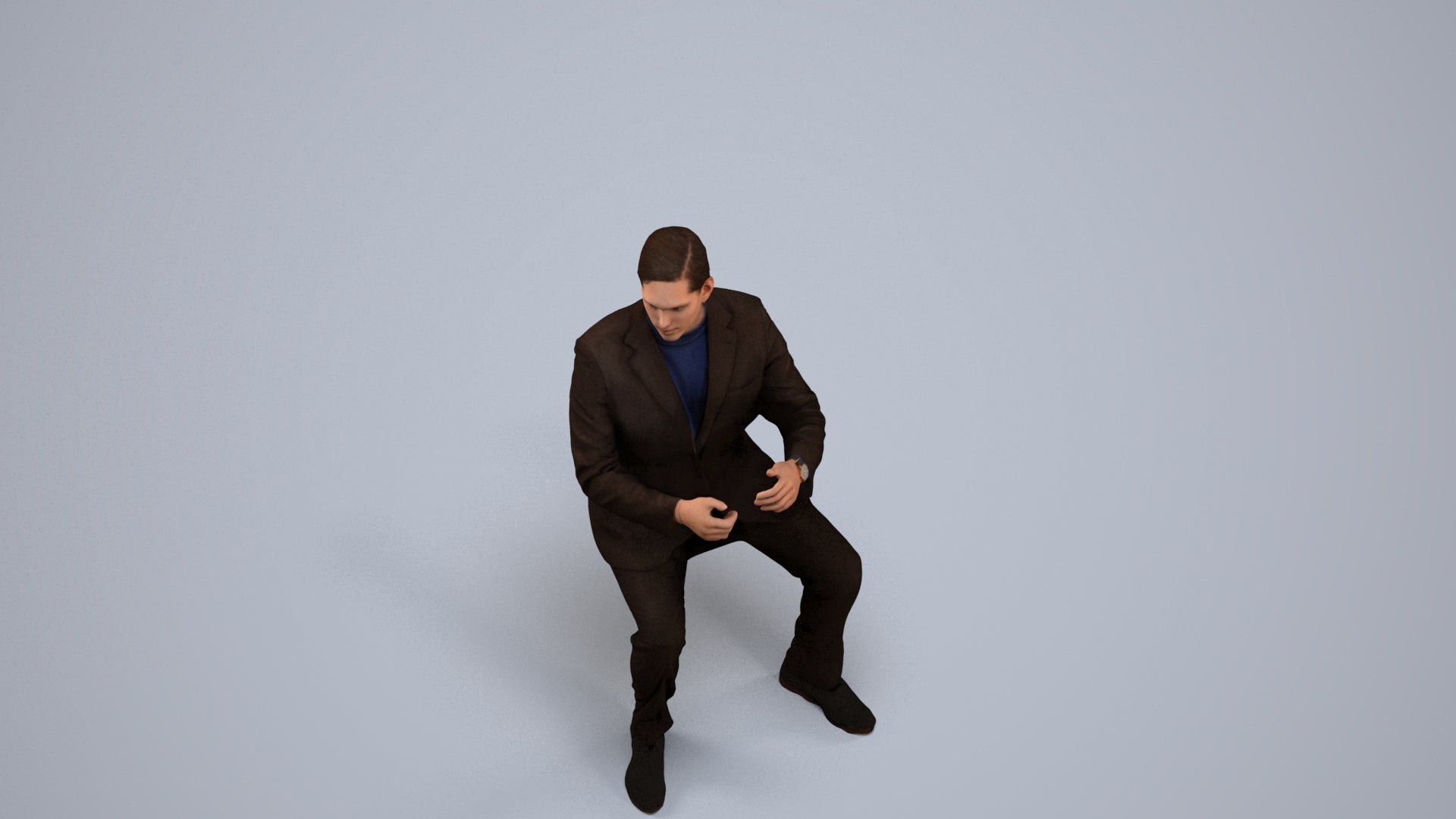 realistic 3D man business, scanned archviz people for Blender and 3ds Max, back view render