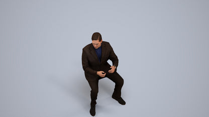 realistic 3D man business, scanned archviz people for Blender and 3ds Max, back view render