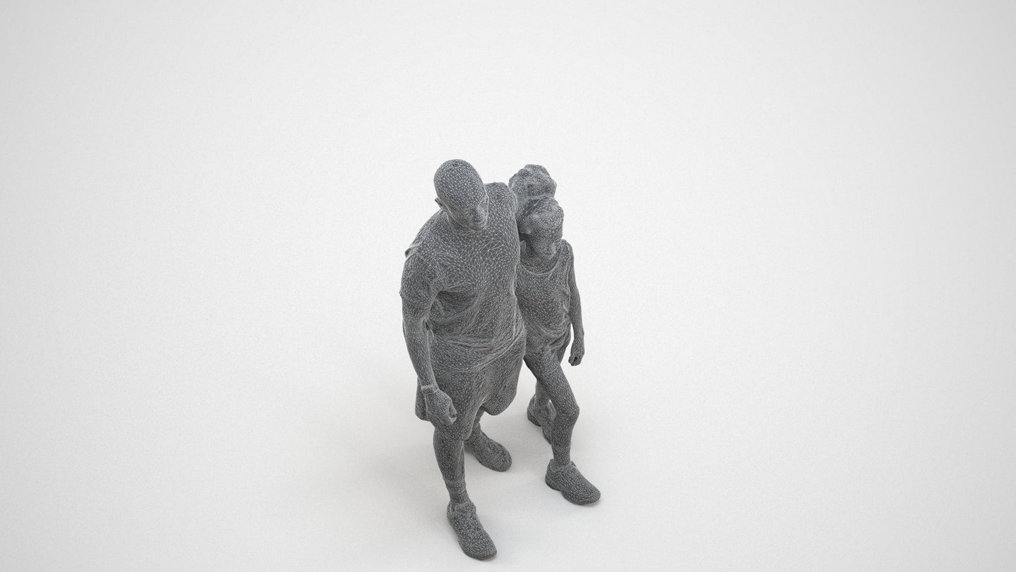 realistic 3D people girl sport kids, render-ready for V-Ray and Corona, FBX OBJ, wireframe three-quarter view