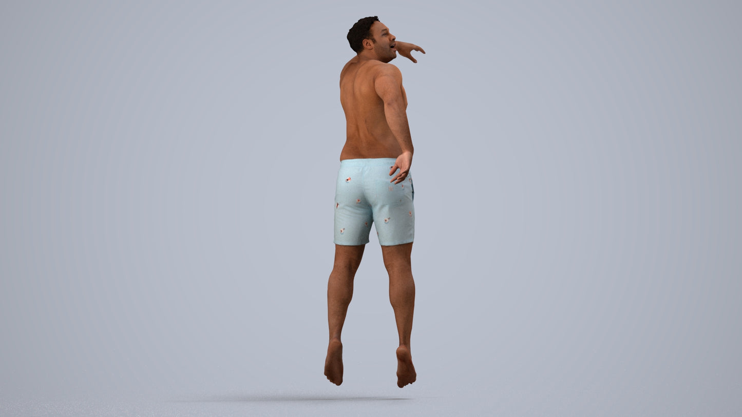realistic 3D people man sport pool, render-ready for V-Ray and Corona, FBX OBJ, side view render