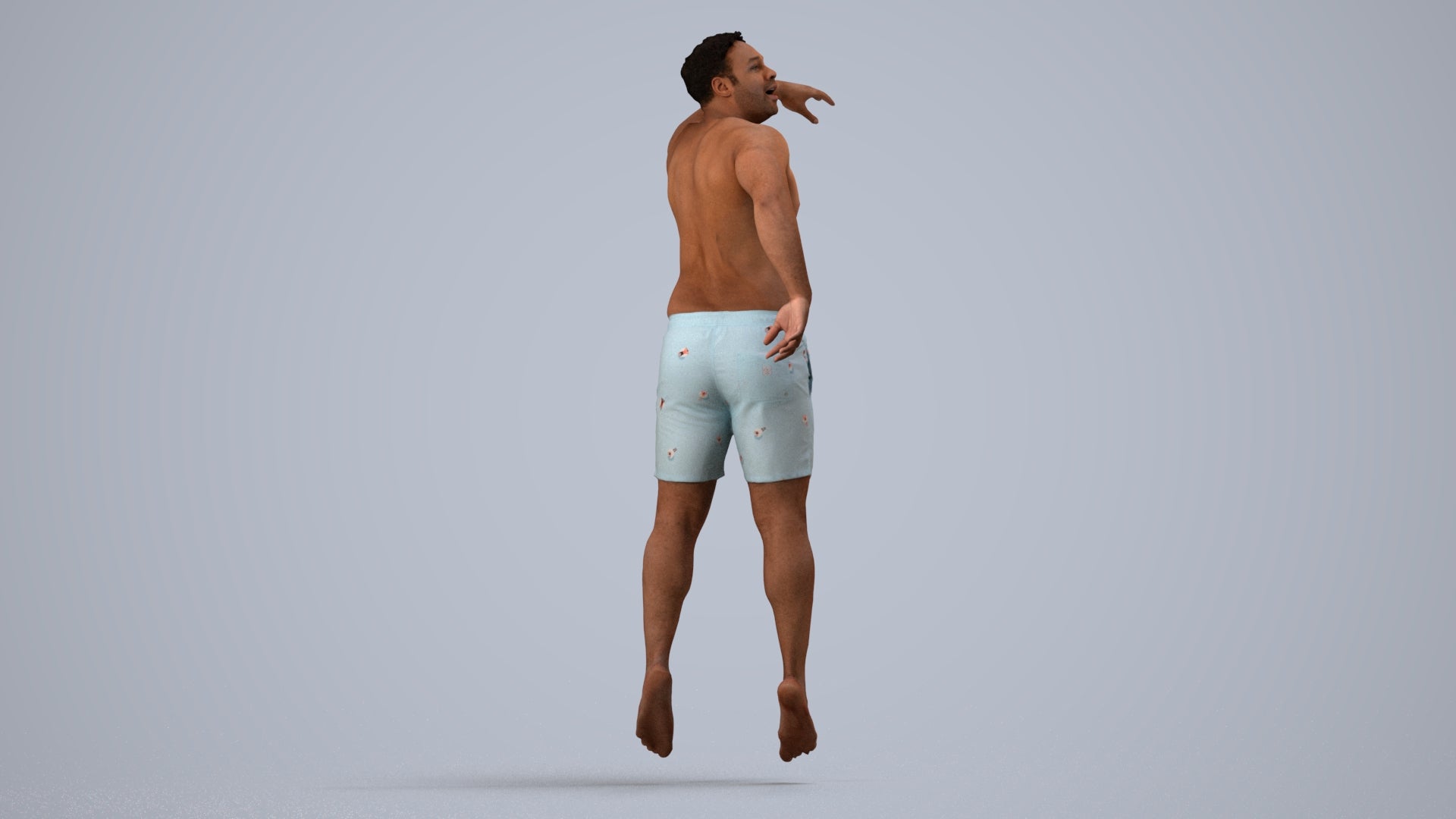 realistic 3D people man sport pool, render-ready for V-Ray and Corona, FBX OBJ, side view render