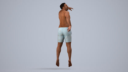 realistic 3D people man sport pool, render-ready for V-Ray and Corona, FBX OBJ, side view render