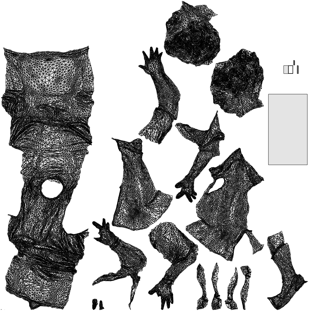 3D scanned woman sitting casual, photorealistic archviz people for Enscape and SketchUp, wireframe top-down view