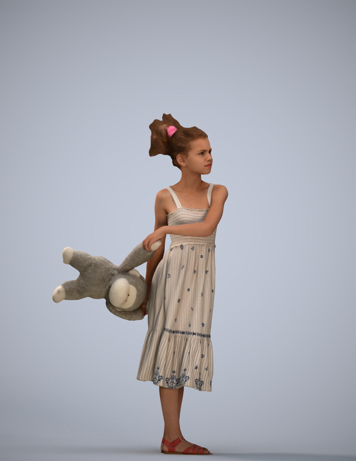 scanned 3D girl casual kids, photogrammetry people for Enscape and V-Ray