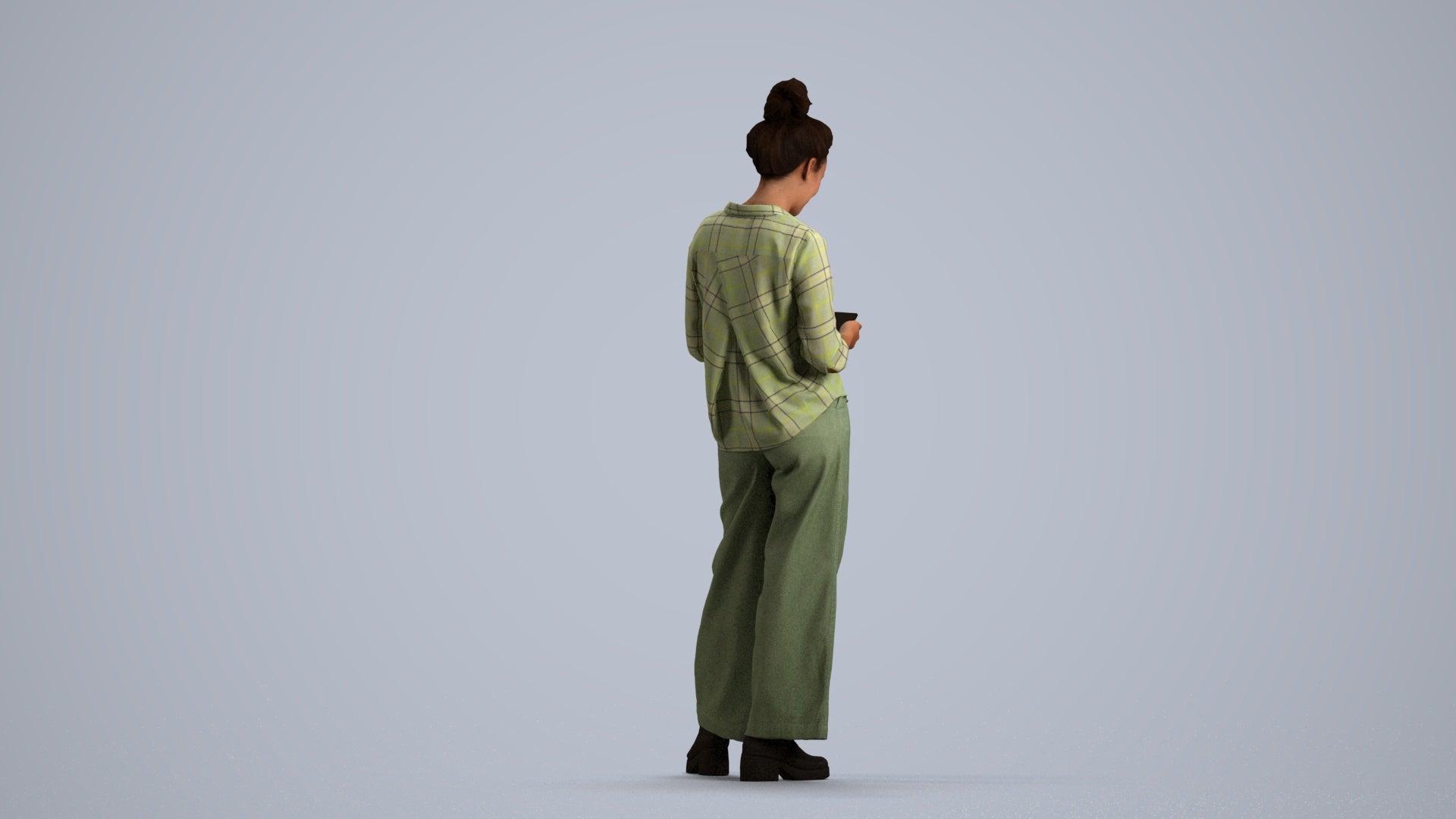 scanned 3D woman casual standing, photogrammetry people for Enscape and V-Ray, front view render