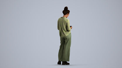scanned 3D woman casual standing, photogrammetry people for Enscape and V-Ray, front view render