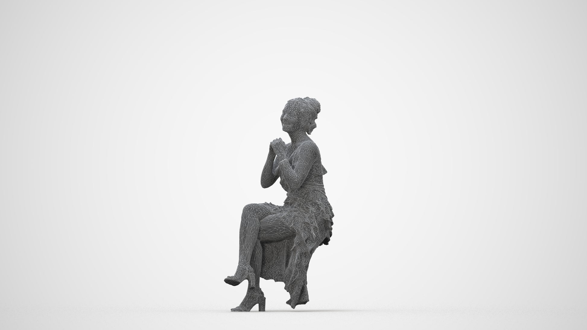 scanned 3D woman formal formalaffairs, photogrammetry people for Enscape and V-Ray, wireframe back view