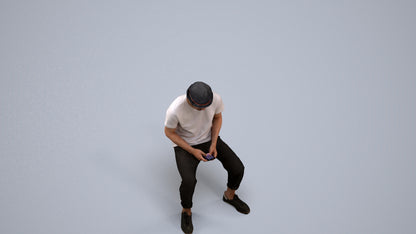 realistic 3D people man casual sitting, render-ready for V-Ray and Corona, FBX OBJ, back view render