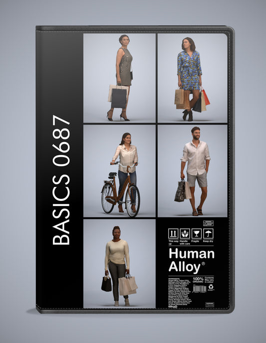 5 3D scanned people shopping, photorealistic archviz pack for Enscape and SketchUp